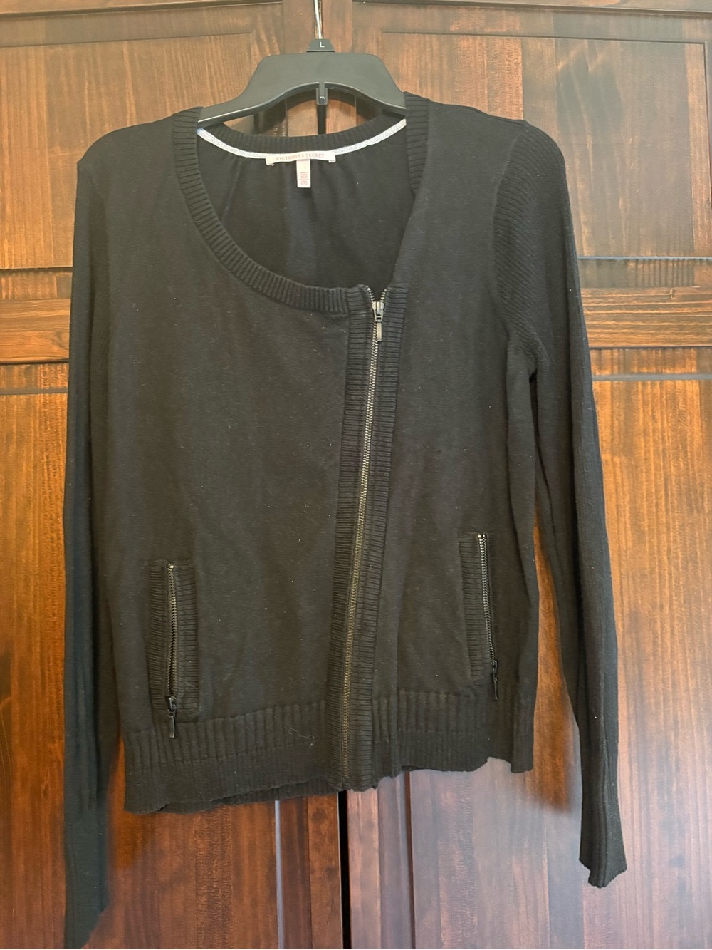 Victoria's Secret Black Asymmetric Zip Pullover Sweater